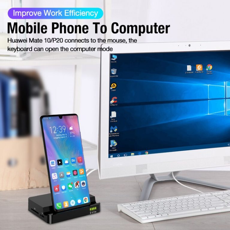 Mobile Phone USB Type C Docking Station Hub Holder Multi-Port USB Type-C Docking Station Hub with HDMI for Samsung & Huawei Devices – Perfect for Office & Home Use