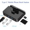 Erilles USB Type-C Docking Station Hub for Samsung & Huawei devices with HDMI, USB 3.0, and adjustable phone stand – Compact and multifunctional.