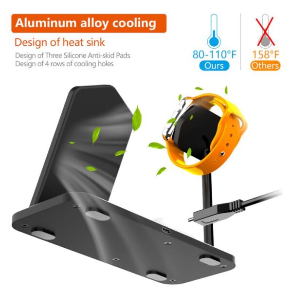 QI Fast Wireless Charger Stand Dock 3 in 1 Aluminum Alloy QI Fast Wireless Charger Stand Dock 3 in 1 Aluminum Alloy