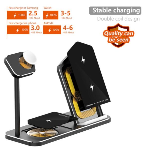QI Fast Wireless Charger Stand Dock 3 in 1 Aluminum Alloy QI Fast Wireless Charger Stand Dock 3 in 1 Aluminum Alloy