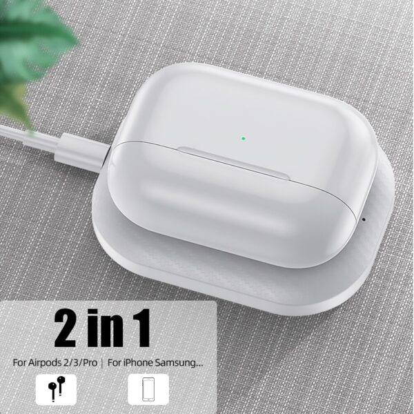 Qi Wireless Charger For Airpods 2 3 Phone Charger Dock Fast ACCEZZ 2 in 1 Qi Wireless Charger Dock for AirPods & iPhone – Fast Charging Stand with Anti-Slip Design & Lightning Interface