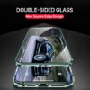 Square Edge Metal Bumper Double Sided Glass Case For iPhone 11