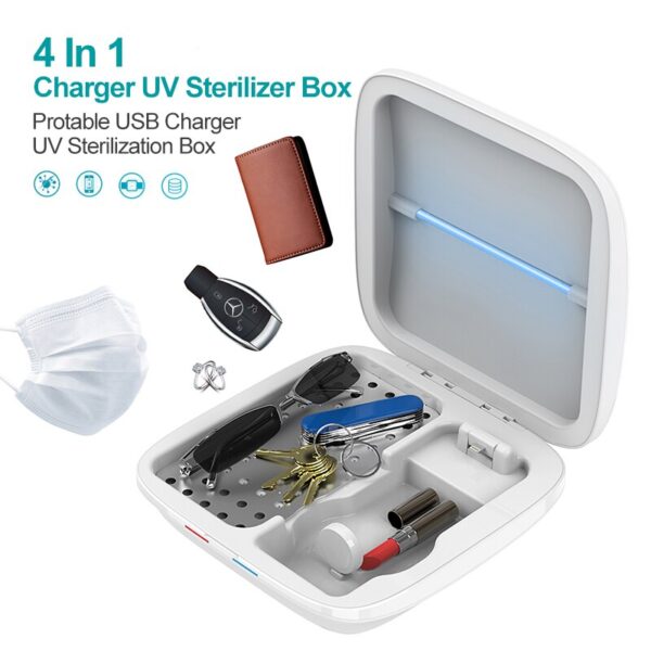 UV Sterilizer Box Mobile Phone Protable USB Charger Guardian of Cleanliness: Bakeey Multifunctional UV Sterilizer Box with USB Charger – Safeguard Your Essentials
