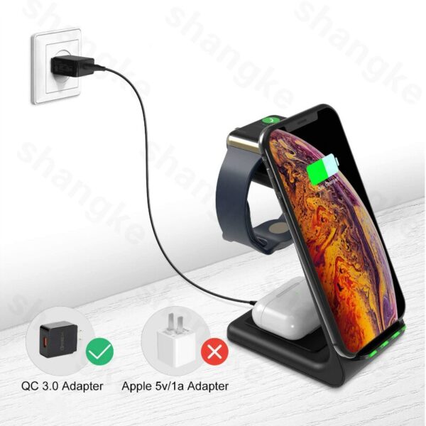 Wireless Charger 3 In 1 Fast Charge For Iphone SE/11/XR/8Plus