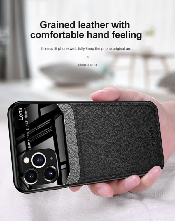 iPhone 11 Pro Max PU Leather Mirror Glass Phone