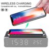 LED Desk Alarm Clock with Thermometer and Wireless Charging Pad