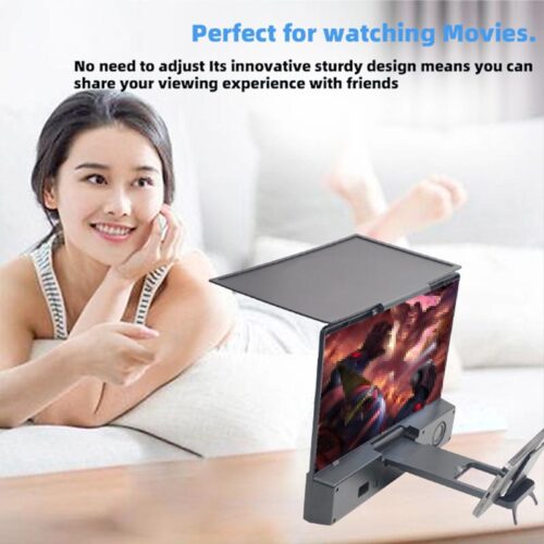 12-inch phone display amplifier with anti-blue light HD lens and built-in Bluetooth speaker for immersive visuals and audio