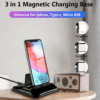 3-in-1 Magnetic USB-C Phone Charger & Docking Station – Compatible with iPhone, Micro, Type-C